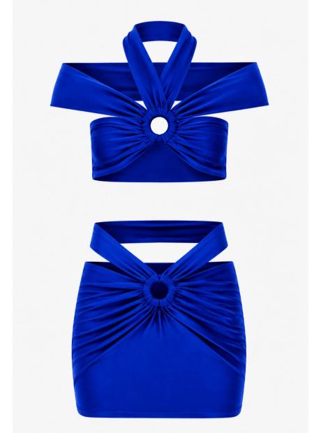 Комлект от плътна и стягаща ликра в син цвят