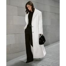 Дълго палто в бял цвят OVERSIZE